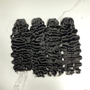 Water wavy textures double drawn Machine Wefted Hair