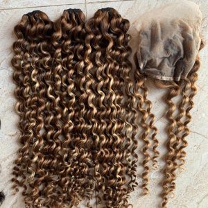 deep curly piano color Weft hair