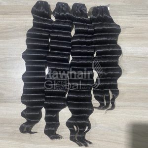 Deep wavy Bundles Machine Weft hair Double drawn
