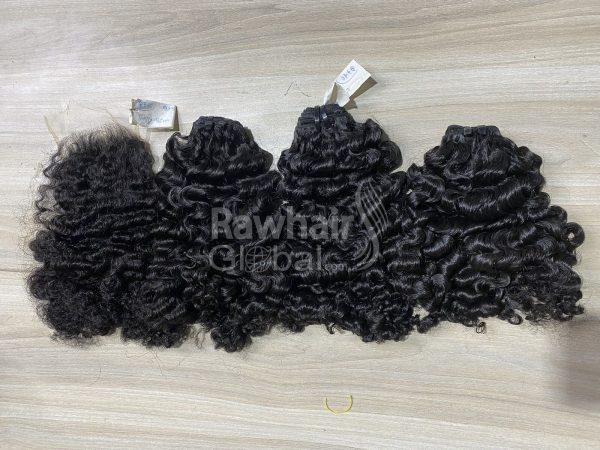 Burmese curly Double wefted Bundles and Closure - Image 3