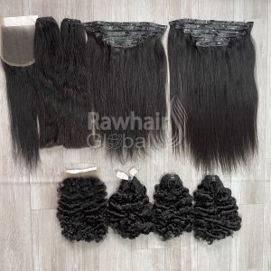 Straight and Burmese Curly Human Hair Natural Black