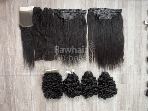 Straight and Burmese Curly Human Hair Natural Black