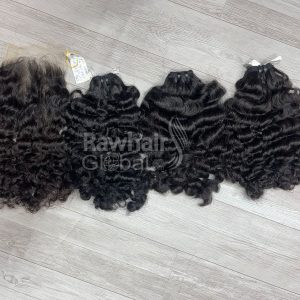 Burmese Curly 18" Set 3 Bundles and 1 Closure 5x5 HD Lace