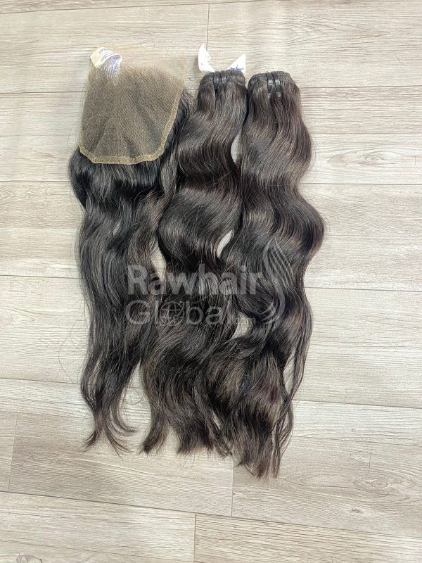 Cambodian Natural Wavy Weft Bundles and Closure 5x5 HD Lace