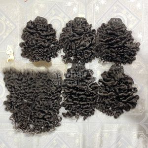 Alternative view of Burmese Curly 18" Set 3 Bundles and 1 Closure 5x5 HD Lace