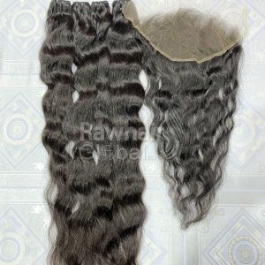 Natural Wavy Bundles and Frontal 13x4 HD lace