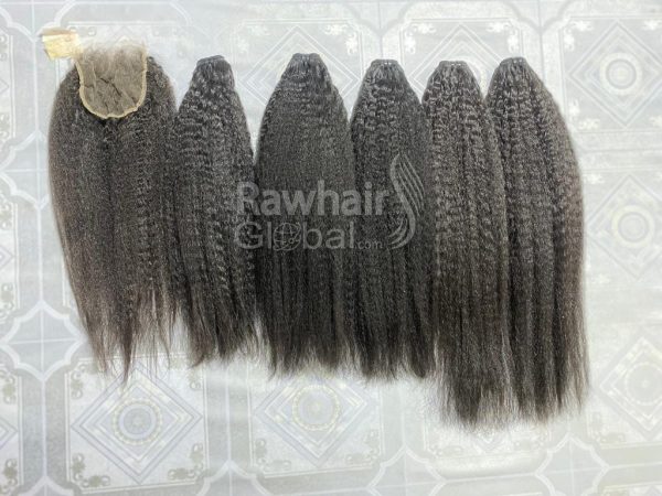 Kinky Straight Human hair Wefted Bundles