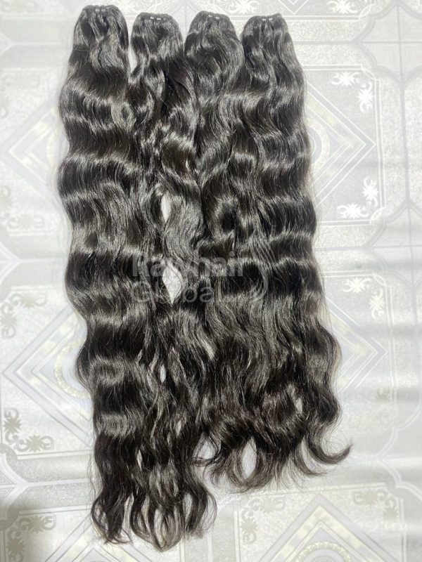 Cambodian Wavy Human Hair Machine Double Wefted Bundles - Image 3