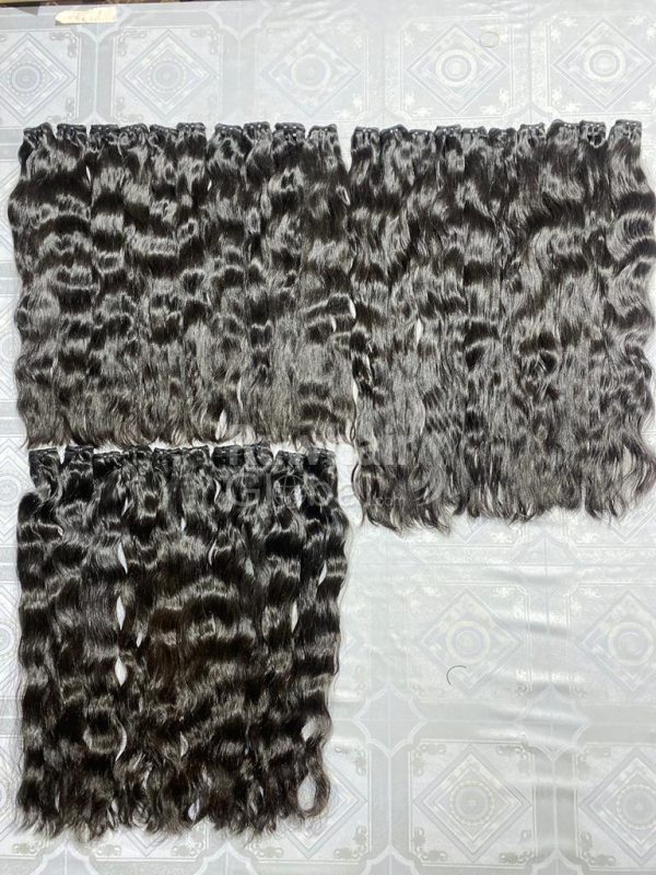 Cambodian Wavy Human Hair Machine Double Wefted Bundles - Image 2