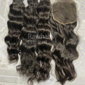 Cambodian Wavy Human Hair Machine Double Wefted Bundles