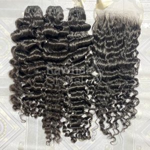 Burmese Curly 1 set 3 bundles and 1 closure 6x6 HD lace
