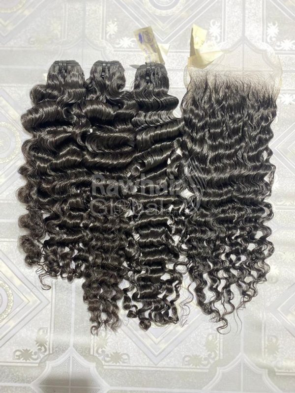 Burmese Curly 1 set 3 bundles and 1 closure 6x6 HD lace