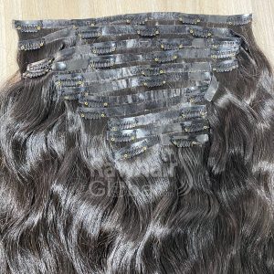 Alternative view of Seamless Clip-ins Natural Wavy Natural Black Hair 150 gram Double Drawn