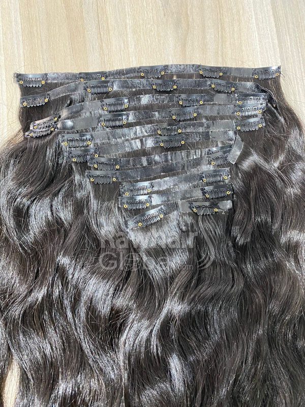 Seamless Clip-ins Natural Wavy Natural Black Hair 150 gram Double Drawn - Image 2