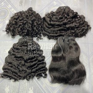 Wavy and Curly Human Hair Weft Sample to Test