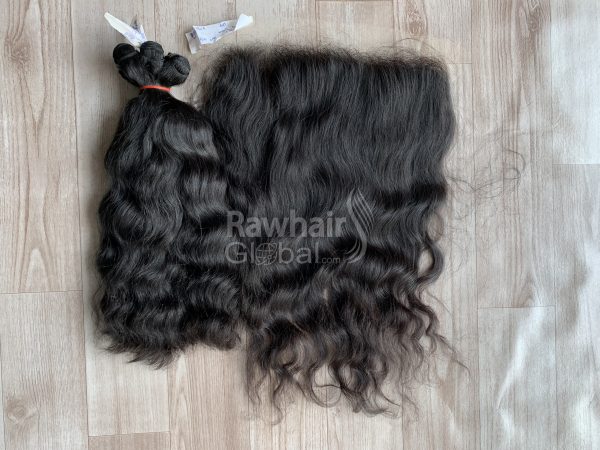 Natural Wavy Full set Bundles and Frontal for 1 Head - Image 3