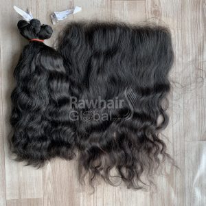 Natural Wavy Full set Bundles and Frontal for 1 Head