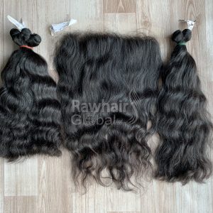 Alternative view of Natural Wavy Full set Bundles and Frontal for 1 Head